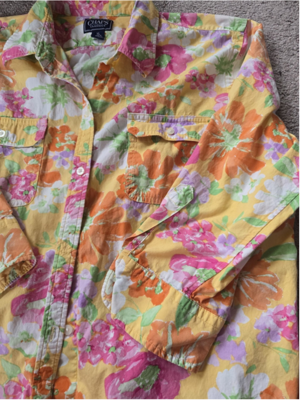 Vintage Chaps Classics Floral Button-Down Shirt – Women's XL Multicolor Y2K *259 - Picture 3 of 6